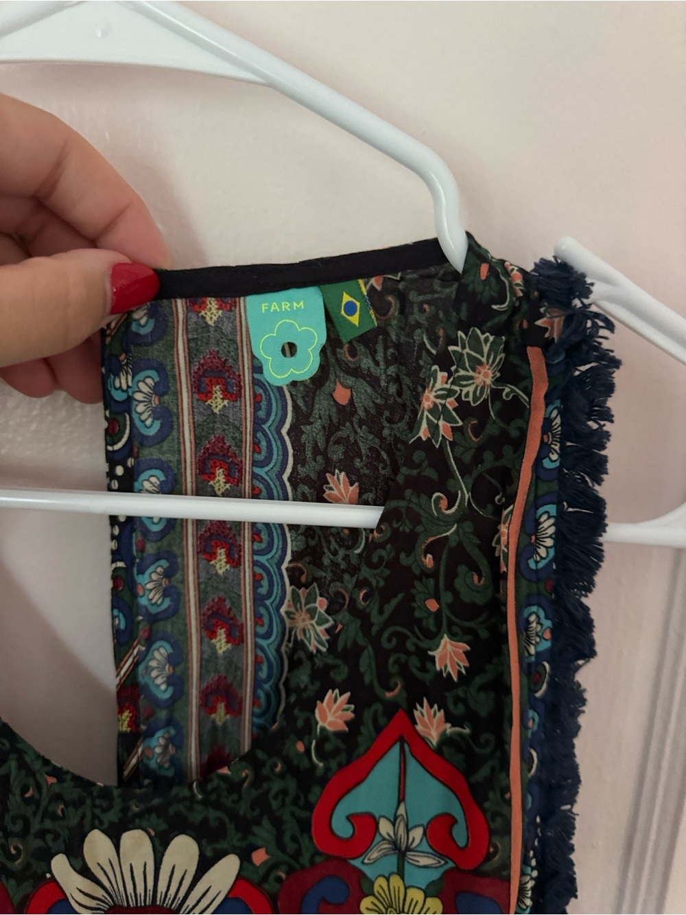 FARM RIO Bohemian Black Floral Maxi Dress with Colorful Embroidered Bodice - Picture 3 of 5